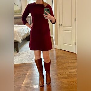 Boden Rich Burgundy Long Sleeve Dress